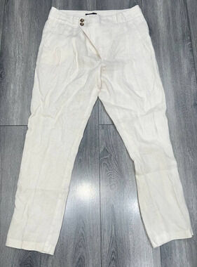 Peter Elliot Pants linen side button White Sz 44 A006993